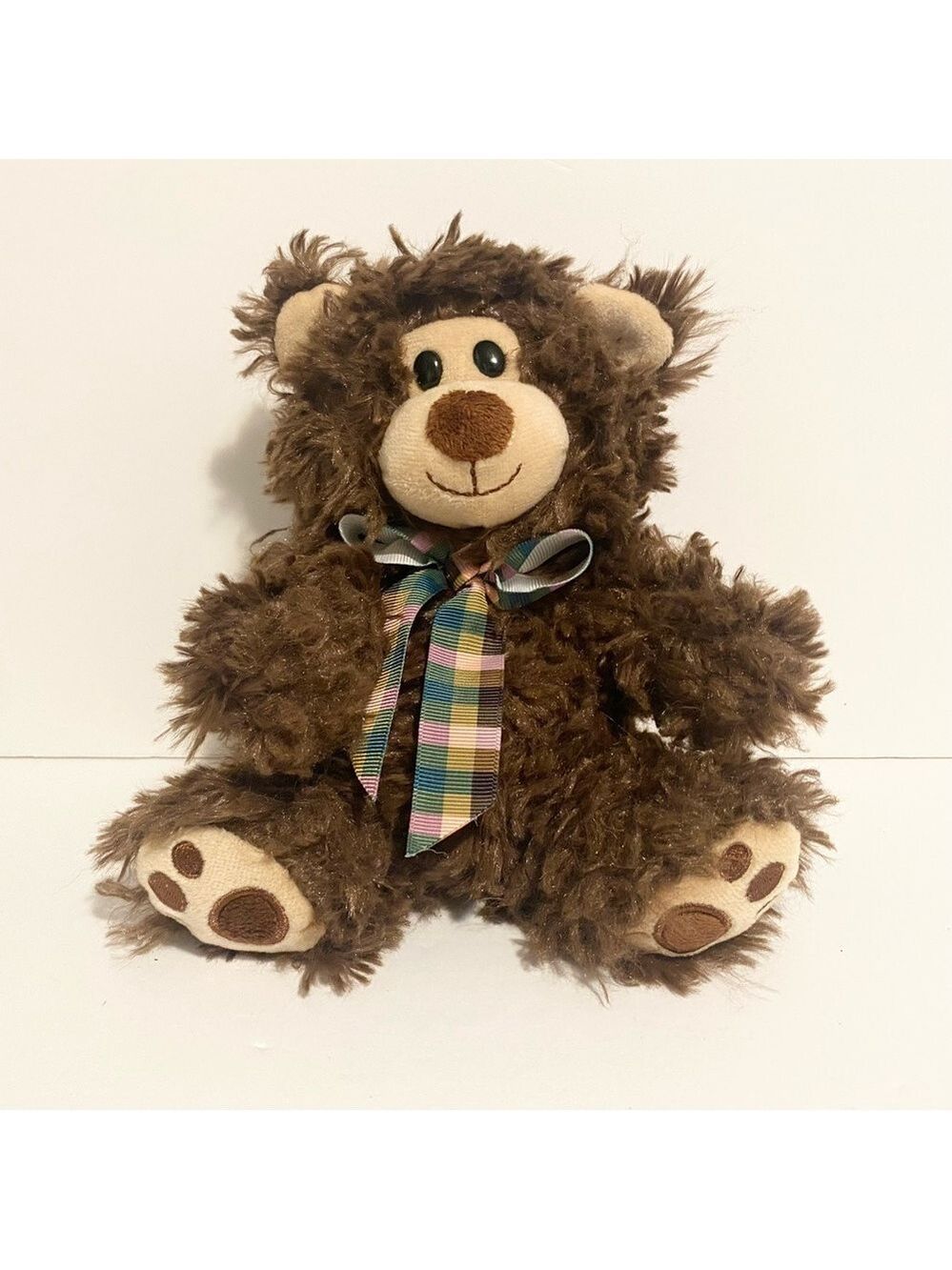 Kid Connection Teddy Bear Plush Brown Plaid Bow Stuffed Animal Toy Walmart 8”